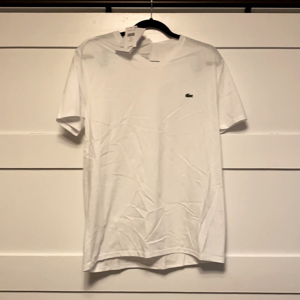 Men’s Lacoste White V-neck T-shirt